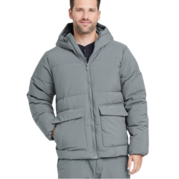All in Motion Men's Gray Hooded Puffer Jacket - Picture 1 of 4